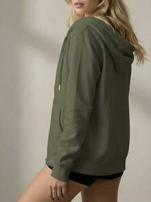 Sudadera casul Termico con capucha para mujer - Olivo - Ver 3