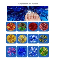 2 Pieces Football/Basketball Cheerleading Pom-Poms & Metal Bracelet Series, Sports Team Event & Dance Performance Props, Square Dance & Game Props, Dance & Fan Cheerleading Props, For Outdoor Sports Team Performance Pom-Poms - Multicolor - View 2
