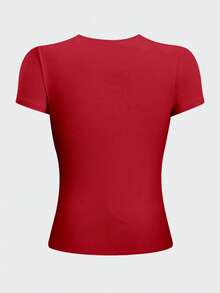 Mujer casual camiseta estampado gráfico love corazón amor día san valentín cerezas cereza enamorados pareja linda tierna cute rayas rayones dibujo letras creativo ajuste regular cuello redondo manga corta primavera erano uso diario comoda fresca ligera - Rojo - Ver 2