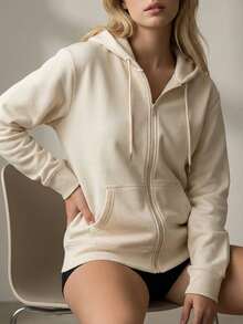 Sudadera casul Termico con capucha para mujer - Beis - Ver 1