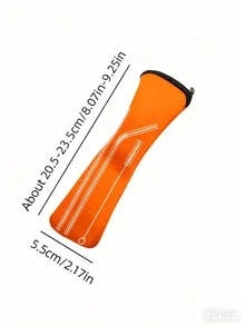 1个餐具收纳袋，可重复使用，黑色便携式餐具袋，户外旅行露营餐具收纳袋，可收纳刀、叉、勺、茶匙、筷子、开瓶器、吸管等餐具，适用于户外旅行露营和办公（不含餐具），圣诞节节日送礼佳品