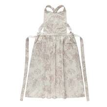 Madebyblanc Delantal elegante de estilo coreano para mujer, delantal de algodón y lino impermeable, delantal sin mangas de estilo japonés-coreano con lazo en la cintura, uniforme de trabajo para cocinar, adecuado para jardinería, florería y limpieza - Correa ajustable, ropa de trabajo con lazo trasero, tela con diseño de flores, para escuelas, uso privado - Ideal para maestros, cuidadores, aficionados - Multicolor - Ver 12