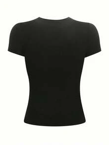 Mujer casual camiseta estampado gráfico estrella estrellas estrellada rock rockstar cadenas estoperoles urbano linda tierna cute rayas rayones dibujo letras creativo ajuste regular cuello redondo manga corta primavera verano uso diario comoda fresca ligera - Negra - Ver 2
