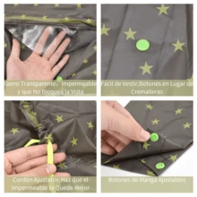 Conjunto de impermeable para niños, Impermeable infantil con estampado de estrellas - Ropa de lluvia impermeable para bebés,  adecuado para niños de 6 a 12 años. Plegable para fácil almacenamiento y portabilidad. - Gris - Ver 4