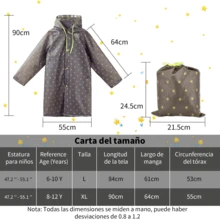 Conjunto de impermeable para niños, Impermeable infantil con estampado de estrellas - Ropa de lluvia impermeable para bebés,  adecuado para niños de 6 a 12 años. Plegable para fácil almacenamiento y portabilidad. - Gris - Ver 6