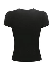 Mujer casual camiseta estampado gráfico love corazón amor día san valentín cerezas cereza enamorados pareja linda tierna cute rayas rayones dibujo letras creativo ajuste regular cuello redondo manga larga primavera erano uso diario comoda fresca ligera - Negro - Ver 2