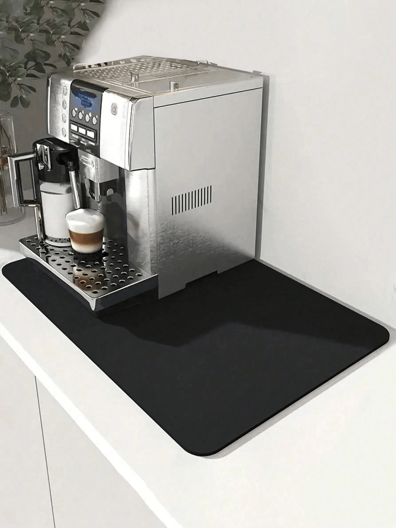 1pc/2pcs Coffee Mat, Coffee Bar Mat For Countertops, Coffee Bar Accessories Fit Under Coffee Maker Espresso Machine, Absorbent Hide Stain Rubber Backed Dish Drying Mat For Kitchen Counter - Black - View 1