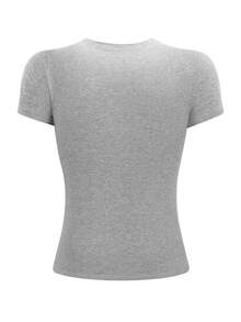 Mujer casual camiseta estampado gráfico love corazón amor día san valentín cerezas cereza enamorados pareja linda tierna cute rayas rayones dibujo letras creativo ajuste regular cuello redondo manga larga primavera erano uso diario comoda fresca ligera - Gris - Ver 2