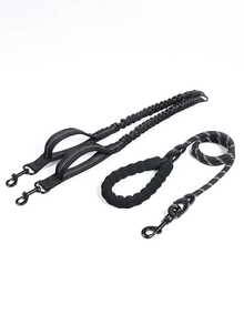 1pc Two Leash, P-Type Rope That Won't Hurt Your Hands, Retractable Pet Leash, Suitable For Small And Large Dogs, Shockproof. - Black - View 7