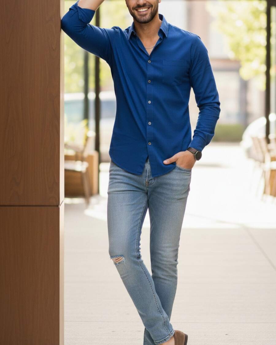 Men Shirts - Azul Francia - View 1