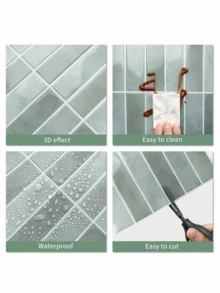 10/20片装自粘瓷砖，防水砖纹3D纹理墙板 - DIY可移除自粘防溅瓷砖，适用于厨房、浴室和派对装饰 - 彩色 - 查看 14