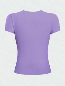 Mujer casual camiseta estampado gráfico love corazón amor día san valentín cerezas cereza enamorados pareja linda tierna cute rayas rayones dibujo letras creativo ajuste regular cuello redondo manga larga primavera erano uso diario comoda fresca ligera - Lila - Ver 2