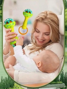 1PC Single Head Double Head Dinosaur Rattle Toy Baby Infant Teething Shaker Sensory Learning Toy Free Developmental Gift - Multicolor - View 6
