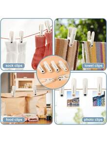 Plastic Clothes Pins Heavy Duty Clothespins For Laundry, Clothesline Clips Clothes Pegs With No Trace Design, Windproof Clothes Clips For Hanging Clothes, Socks, Towel, Snack - Multicolor - View 1