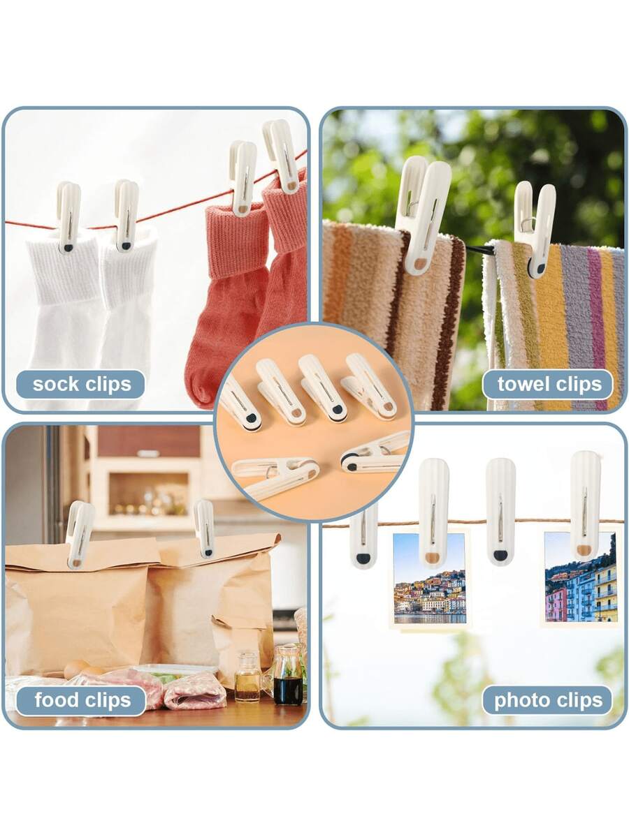 Plastic Clothes Pins Heavy Duty Clothespins For Laundry, Clothesline Clips Clothes Pegs With No Trace Design, Windproof Clothes Clips For Hanging Clothes, Socks, Towel, Snack - Multicolor - View 1