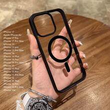 Transparent Magnetic Phone Case, Compatible With IP 17 Pro Max, 16, 15, 14, 13 Pro Plus Max Shock-Proof Protective Cover - Black - View 12
