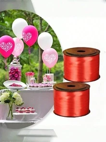 1 Roll, 250 Yard Silvery Curling Ribbon For Gift Wrapping, Balloon String, Wedding, Birthday, - Metallic Shiny " Ribbon For Bouquets And Flower Wrapping Paper Valentine DAY, Valentines Wedding, Birthday - Big red. - View 2