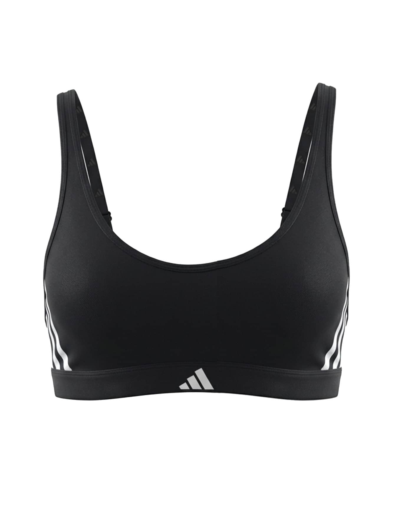 Adidas Essentials 3 Stripes Women's Sport Bra Black - Svart och Vitt - Visa 1