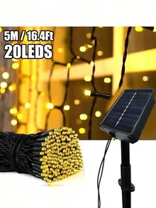 1Pc 20/50/100/200Leds Solar String Lights Outdoor, Green Wire Solar Christmas Lights, 8 Modes Twinkle Fairy Lights Suitable For Stage Lighting Xmas Tree Garden Wedding Decoration Outdoor Camping, Lights Outdoor For Garden Tree Patio Party Christmas Courtyard(Purple/Warm White/White/Multicolor) - Multicolor - View 20