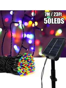 1Pc 20/50/100/200Leds Solar String Lights Outdoor, Green Wire Solar Christmas Lights, 8 Modes Twinkle Fairy Lights Suitable For Stage Lighting Xmas Tree Garden Wedding Decoration Outdoor Camping, Lights Outdoor For Garden Tree Patio Party Christmas Courtyard(Purple/Warm White/White/Multicolor) - Multicolor - View 17