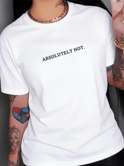 Camiseta de manga corta y cuello redondo para mujer, estilo casual, con diseño de estampado moderno, estampado digital, poliéster, envase de 1 pieza, camiseta con diseño de estampado