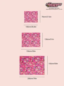 THE POWERPUFF GIRLS X Joivida 1件装花朵、泡泡、毛茛图案加厚紫色印花法兰绒毯，柔软保暖，不易掉毛，可爱睡衣风格，多种尺寸可选，适合沙发、床、午睡、Y2K风格