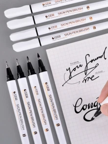 4 paquetes de bolígrafos de caligrafía con juego de guía del alfabeto para principiantes, suministros de arte para escritura suave, bocetos, scrapbooking, diarios, bullet journal, acuarela, dibujo, pintura, lettering, ideas de regalo de papelería, suministros DIY para manualidades, creación artística, libros para colorear para adultos - Blanco y Negro - Ver 6