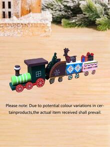 1Pc Christmas Four-Section Wooden Train Ornament, Xmas Party Gifts, Cute Window Garden Tabletop Wooden Christmas Decoration Gift,Christmas Party Decoration Ornaments Home Room Table Decor,Merry Christmas Decoration Pendant,Christmas