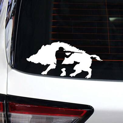 Car Sticker Creative Hunting Wild Boar Applique Vehicle Window Hunter Vinyl Film Decal Automobile Motorcycle Tuning Accessories
