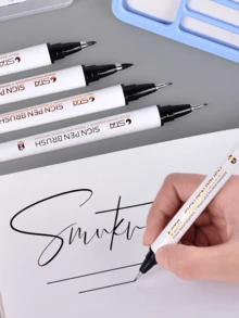 4 paquetes de bolígrafos de caligrafía con juego de guía del alfabeto para principiantes, suministros de arte para escritura suave, bocetos, scrapbooking, diarios, bullet journal, acuarela, dibujo, pintura, lettering, ideas de regalo de papelería, suministros DIY para manualidades, creación artística, libros para colorear para adultos - Blanco y Negro - Ver 2