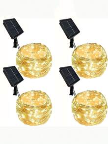 户外防水太阳能串灯 - 8 种模式 LED 铜线灯串，太阳能迷你装饰灯，适用于花园、庭院、圣诞树、婚礼、派对装饰 - 暖白色 - 查看 7