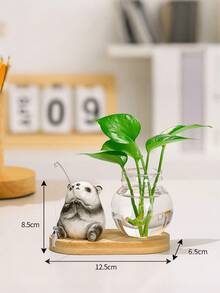 1个熊猫造型玻璃水培花瓶 - 时尚透明花卉容器，家居装饰 - 完美的桌面摆件，适用于客厅、卧室以及复活节、母亲节、婚礼等特殊场合 - 彩色 - 查看 9