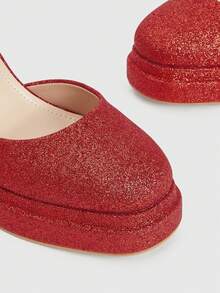 CUCCOO LuxiPop Women's Platform Fashion Buckle Design High Heels Are Suitable For Party Occasions - Red - View 9