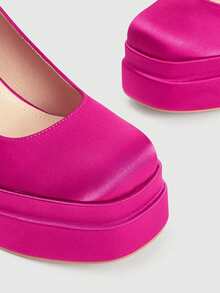 CUCCOO LuxiPop Women's Thick Sole Fashionable Buckle Design High Heel Shoes, Suitable For Party Occasions Valentine's Day - Hot Pink - View 11