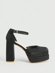 CUCCOO LuxiPop LuxiPop Women's Satin Platform High Heel Pumps, Elegant Stiletto Design, Suitable For Halloween, Christmas, New Year, Date Night, Create A Sexy Autumn Nightclub Look. Valentine's Day - Black - View 7