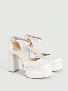 CUCCOO LuxiPop Women's Satin Platform High Heel Pumps, Elegant Stiletto Design, Suitable For Halloween, Christmas, New Year, Date Night, Create A Sexy Autumn Nightclub Look.