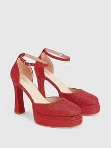 CUCCOO LuxiPop Women's Platform Fashion Buckle Design High Heels Are Suitable For Party Occasions - Red - View 10