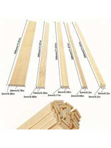 10根30厘米/11.81英寸DIY模型建筑竹条 - 天然色彩 - 查看 2