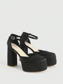 CUCCOO LuxiPop LuxiPop Women's Satin Platform High Heel Pumps, Elegant Stiletto Design, Suitable For Halloween, Christmas, New Year, Date Night, Create A Sexy Autumn Nightclub Look. Valentine's Day - Black - View 11