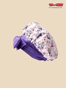 TOM & JERRY X Joivida 可爱缎面睡帽，卡通猫咪印花——睡眠时保护头发，保持发型