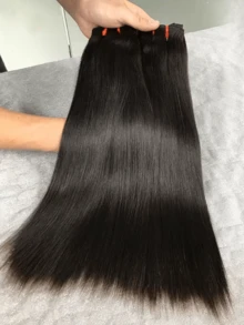 حزم شعر بشري مستقيم ماليزي 100% شعر بشري خام بكر سميك ريمي، تمديدات شعر طبيعية باللون الأسود الطبيعي - Natural Black - مشاهدة 7