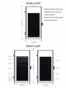 False Eyelashes, 20 Rows Eyelash Extension C Cc D Curl Russian Volume Lashes 0.05 0.07 0.10 0.15 0.20 Thickness Fake Eyelashes Cluster Lash Lash Clusters, Eyelash Clusters, Individual Eyelashes, Lashes, Fake Lashes - Black - View 3