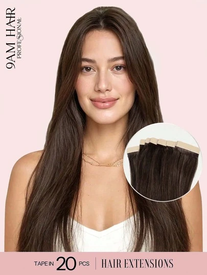 20 extensiones de cabello humano recto con cinta adhesiva 100% cabello humano de 14-24 pulgadas, 50G/paquete, para salón, de alta calidad, cabello Remy real, sedoso y sin costuras, extensiones de cabello con cinta adhesiva invisible PU