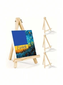 1 Pieza de Caballete de madera triangular portátil para soportar lienzos, fotos, paneles, pintura de escritorio, universal para artistas, ferias artesanales, bodas, suministros escolares, regalos, decoración del hogar y de oficina - Multicolor - Ver 4