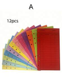 12个预算信封，现金信封PP活页夹，每月跟踪每周预算计划，现金信封贴纸用于预算，节省专项基金开支 - 彩色 - 查看 8