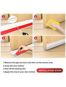 1m 3-Hole Self-Adhesive Door Bottom Seal Strip For Bedroom Door, Dustproof, Soundproof, Windproof, Suitable For Doors And Windows - Multicolor - View 3