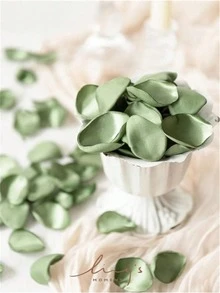 50/100/300/500pcs Silk Rose Petals ,Wedding Petals ,White Petals Fake Rose Petals Artificial Flower Petals Proposal Basket Aisle Bridal Shower Table Decoration,Party Decor - Green - View 7