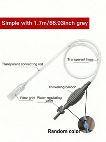 1 件套水族箱砂砾清洁器虹吸泵真空换水器鱼缸清洁套装带软管喷嘴适用于淡水海水鱼缸维护 - 彩色 - 查看 7