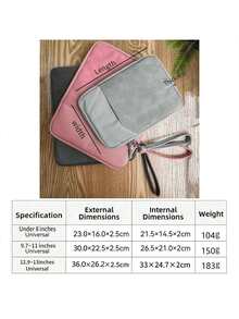 Tablet Carrying Case Compatible With Ipad, Kindle, Compatible With Samsung Galaxy And Android Tablets / Tablets Sleeve Bag Compatible With 7 ~ 8 / 9.7 ~ 11 /12.9~13 Inch Tablets Waterproof With Handle And Front Pocket - Pink - View 9