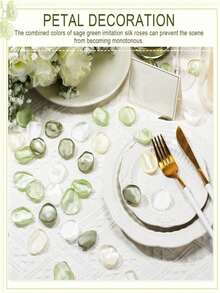 50/100/300/500pcs Silk Rose Petals ,Wedding Petals ,White Petals Fake Rose Petals Artificial Flower Petals Proposal Basket Aisle Bridal Shower Table Decoration,Party Decor - Green - View 9